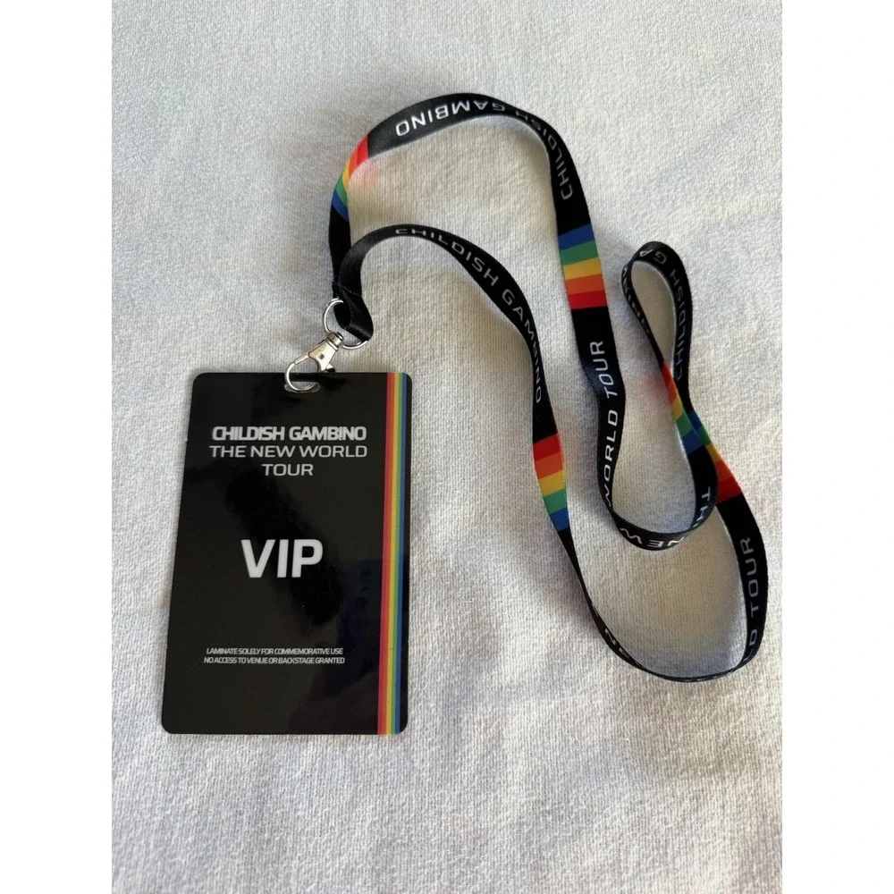 Childish Gambino VIP Lanyard Pass New World Tour w/ Willow Rare Concert Badge